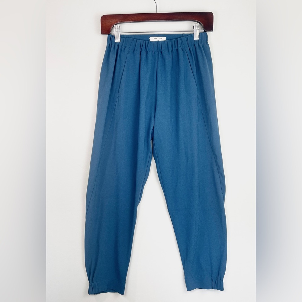 Aritzia Babaton Dexter Jogger Style Dress Pants Trousers in Smokey Blue Teal
